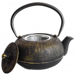 Cast Iron Teapot - Antique Black and Gold